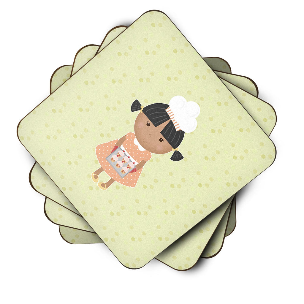 African American Baker on Green Foam Coasters Set of 4 Cup Coasters for Indoor Outdoor, Tabletop Protection, Anti Slip, Mouse pad Material
