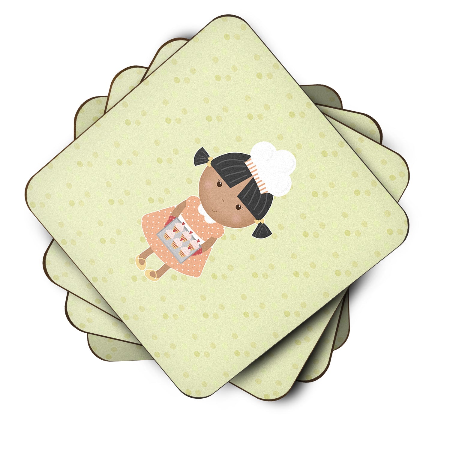 African American Baker on Green Foam Coasters Set of 4 Cup Coasters for Indoor Outdoor, Tabletop Protection, Anti Slip, Mouse pad Material