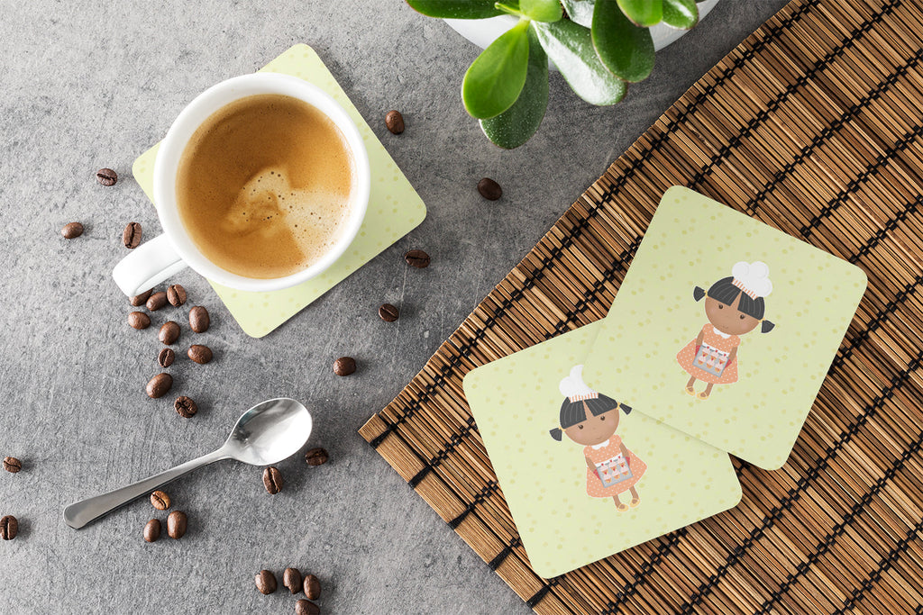 African American Baker on Green Foam Coasters Set of 4 Cup Coasters for Indoor Outdoor, Tabletop Protection, Anti Slip, Mouse pad Material