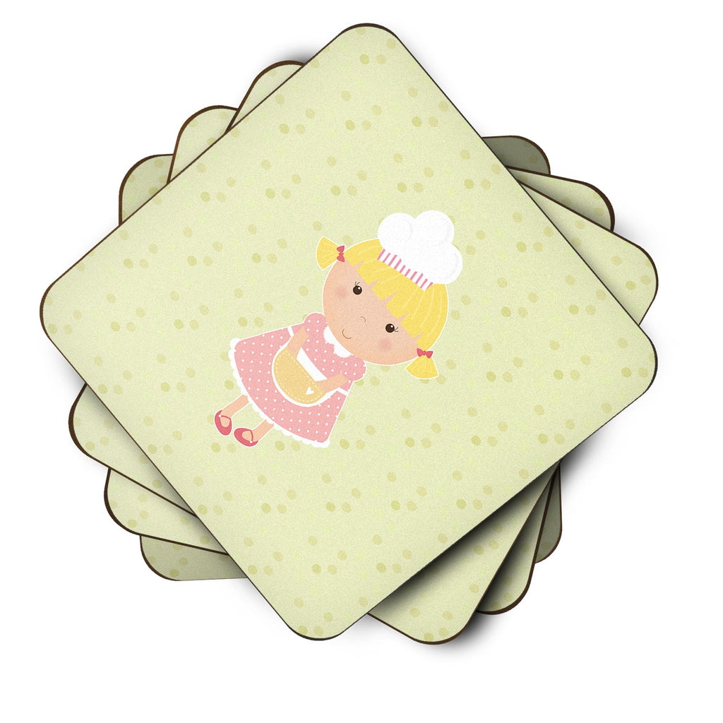 Blonde Baker on Green Foam Coasters Set of 4 Cup Coasters for Indoor Outdoor, Tabletop Protection, Anti Slip, Mouse pad Material