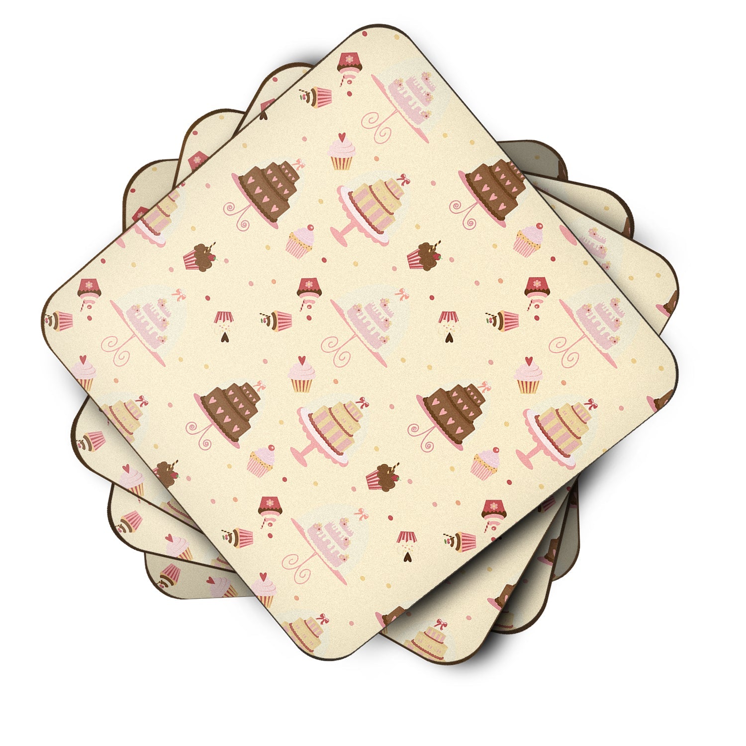 Cakes and Cupcakes Foam Coasters Set of 4 Cup Coasters for Indoor Outdoor, Tabletop Protection, Anti Slip, Mouse pad Material