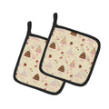 Cakes and Cupcakes Pot Holder Set of 2 Heat Resistant Quilted Hot Pads 7.5 x 7.5 Inch, Insulated Kitchen Trivets for Cooking & Baking