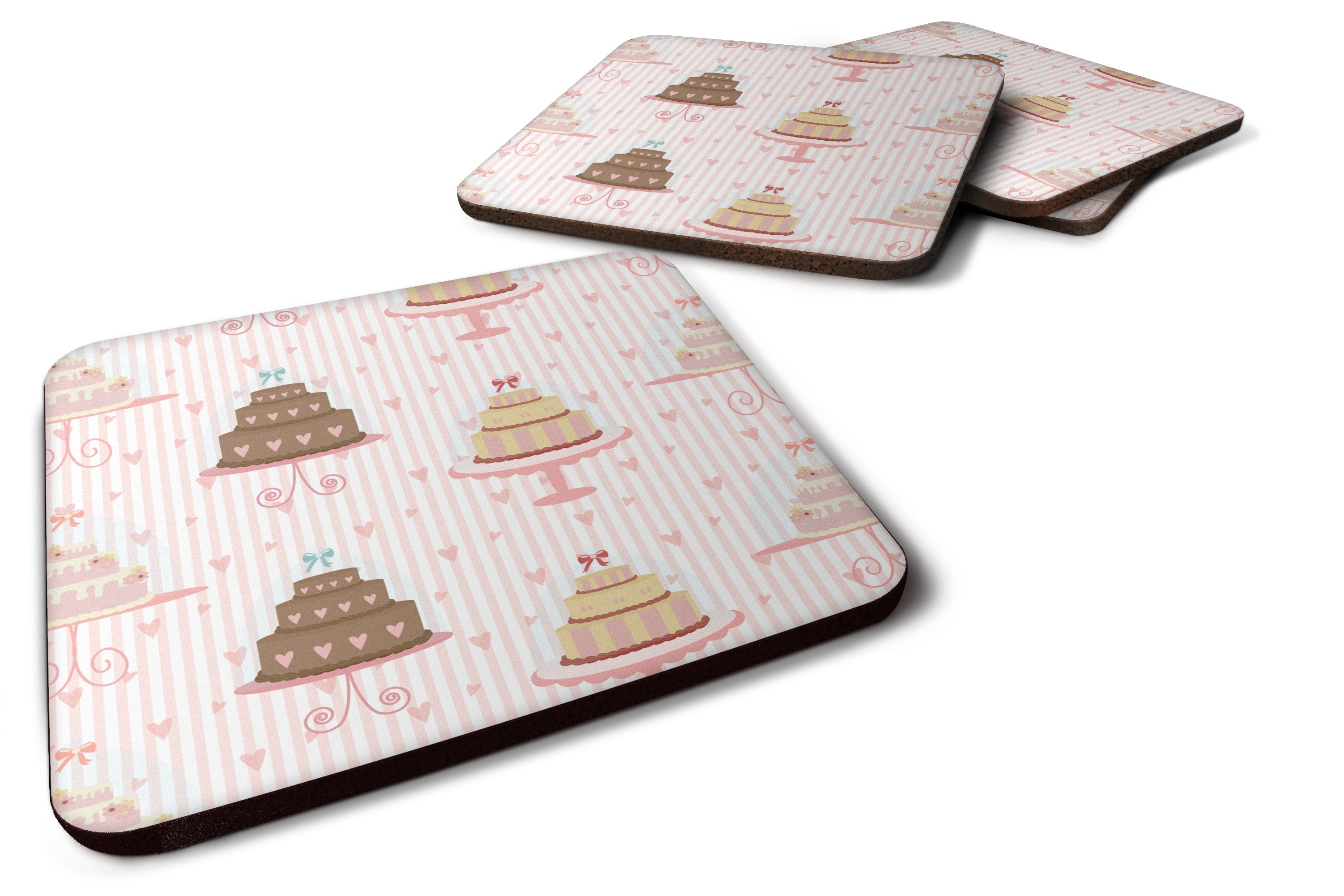 Decorated Cakes Foam Coasters Set of 4 Cup Coasters for Indoor Outdoor, Tabletop Protection, Anti Slip, Mouse pad Material