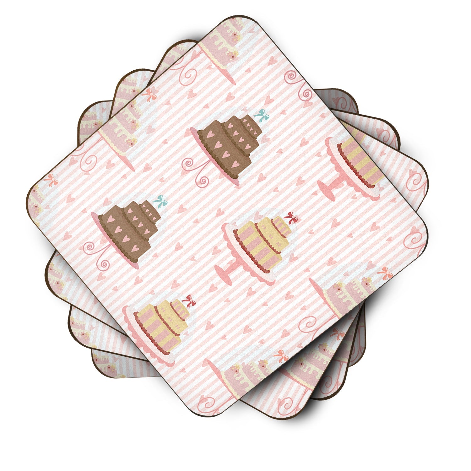 Decorated Cakes Foam Coasters Set of 4 Cup Coasters for Indoor Outdoor, Tabletop Protection, Anti Slip, Mouse pad Material