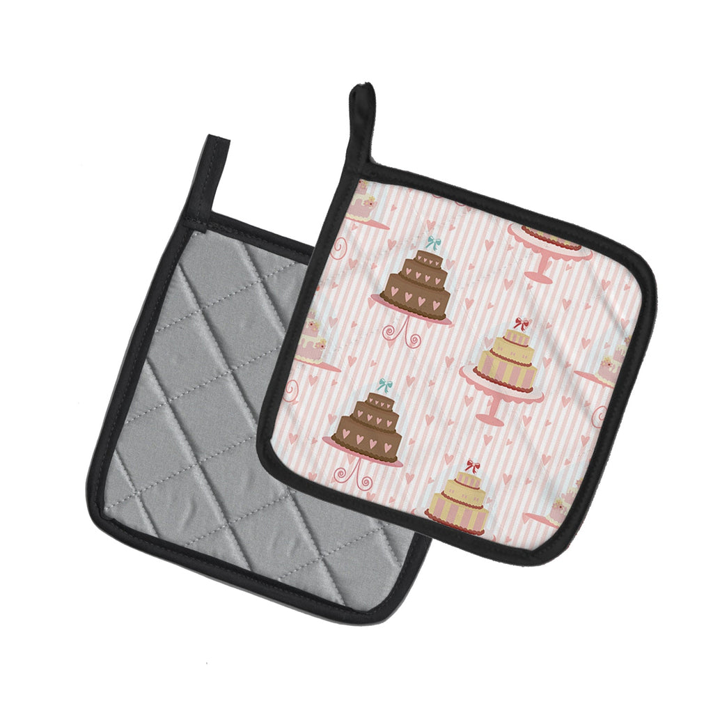 Decorated Cakes Pot Holder Set of 2 Heat Resistant Quilted Hot Pads 7.5 x 7.5 Inch, Insulated Kitchen Trivets for Cooking & Baking