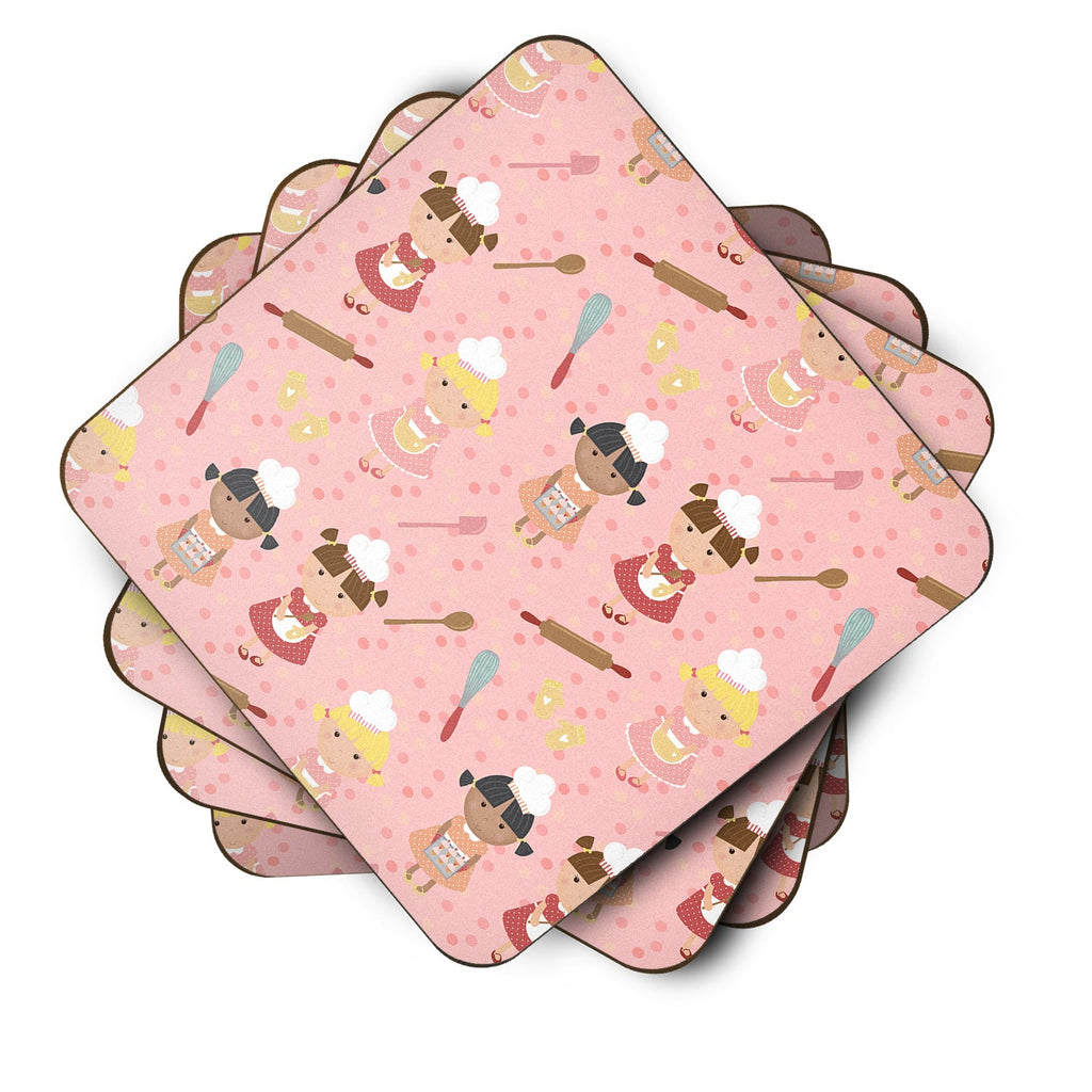 Bakers Delight on Pink Foam Coasters Set of 4 Cup Coasters for Indoor Outdoor, Tabletop Protection, Anti Slip, Mouse pad Material