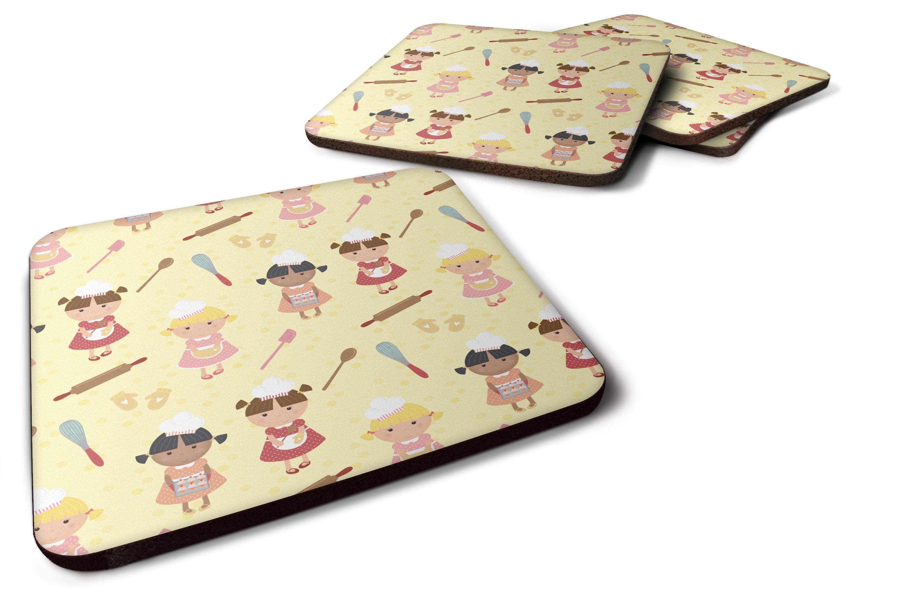 Bakers Delight on Yellow Foam Coasters Set of 4 Cup Coasters for Indoor Outdoor, Tabletop Protection, Anti Slip, Mouse pad Material