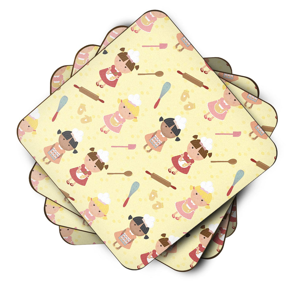 Bakers Delight on Yellow Foam Coasters Set of 4 Cup Coasters for Indoor Outdoor, Tabletop Protection, Anti Slip, Mouse pad Material