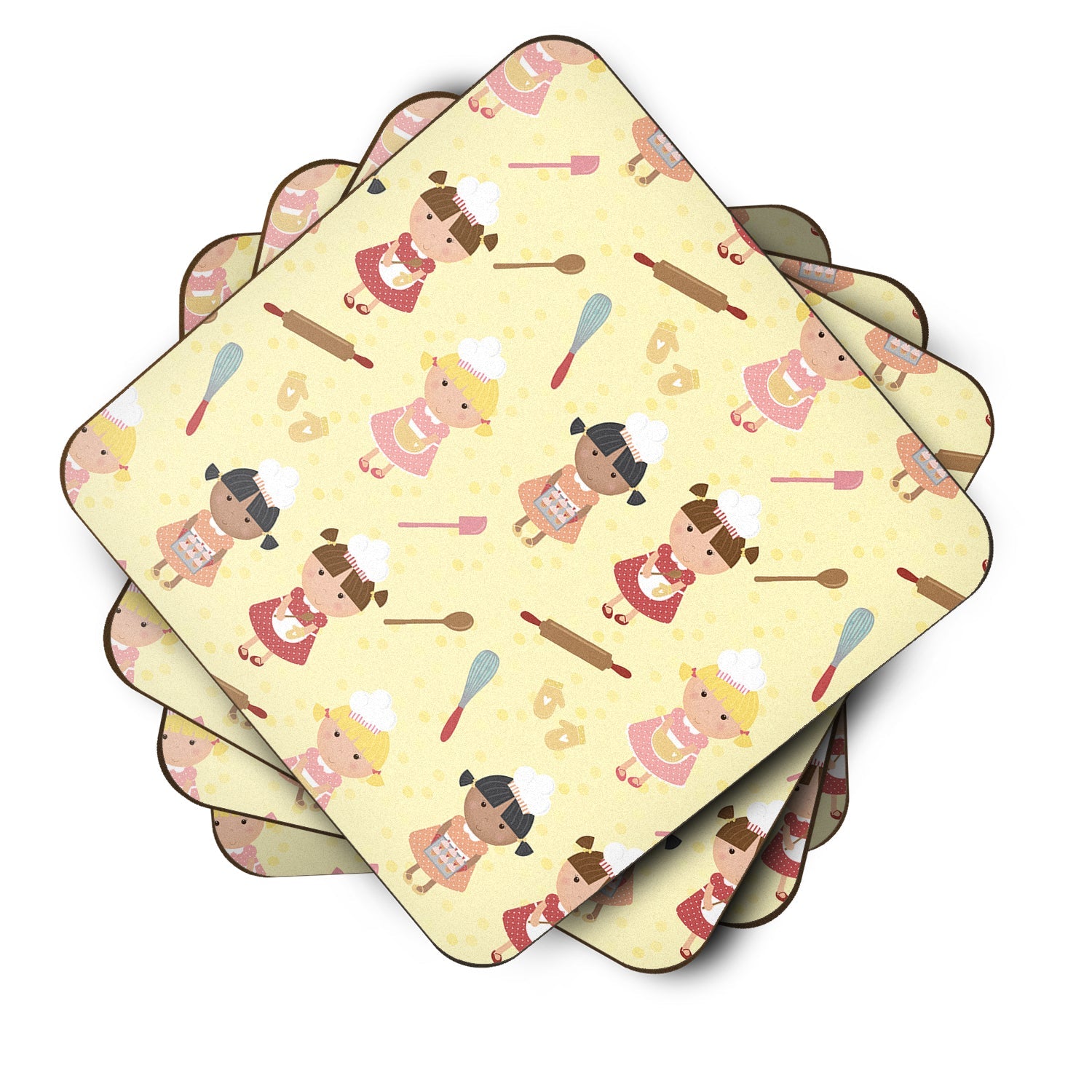 Bakers Delight on Yellow Foam Coasters Set of 4 Cup Coasters for Indoor Outdoor, Tabletop Protection, Anti Slip, Mouse pad Material