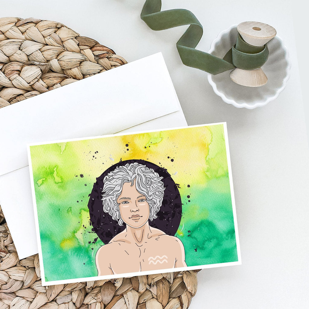 Aquarius Zodiac Sign Greeting Cards Pack of 8 Blank Cards with Envelopes Whimsical A7 Size 5x7