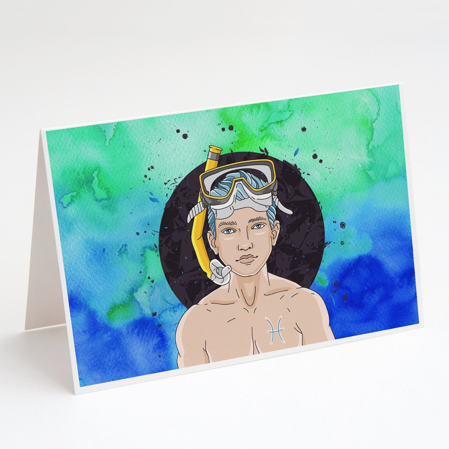 Pisces Zodiac Sign Greeting Cards Pack of 8 Blank Cards with Envelopes Whimsical A7 Size 5x7