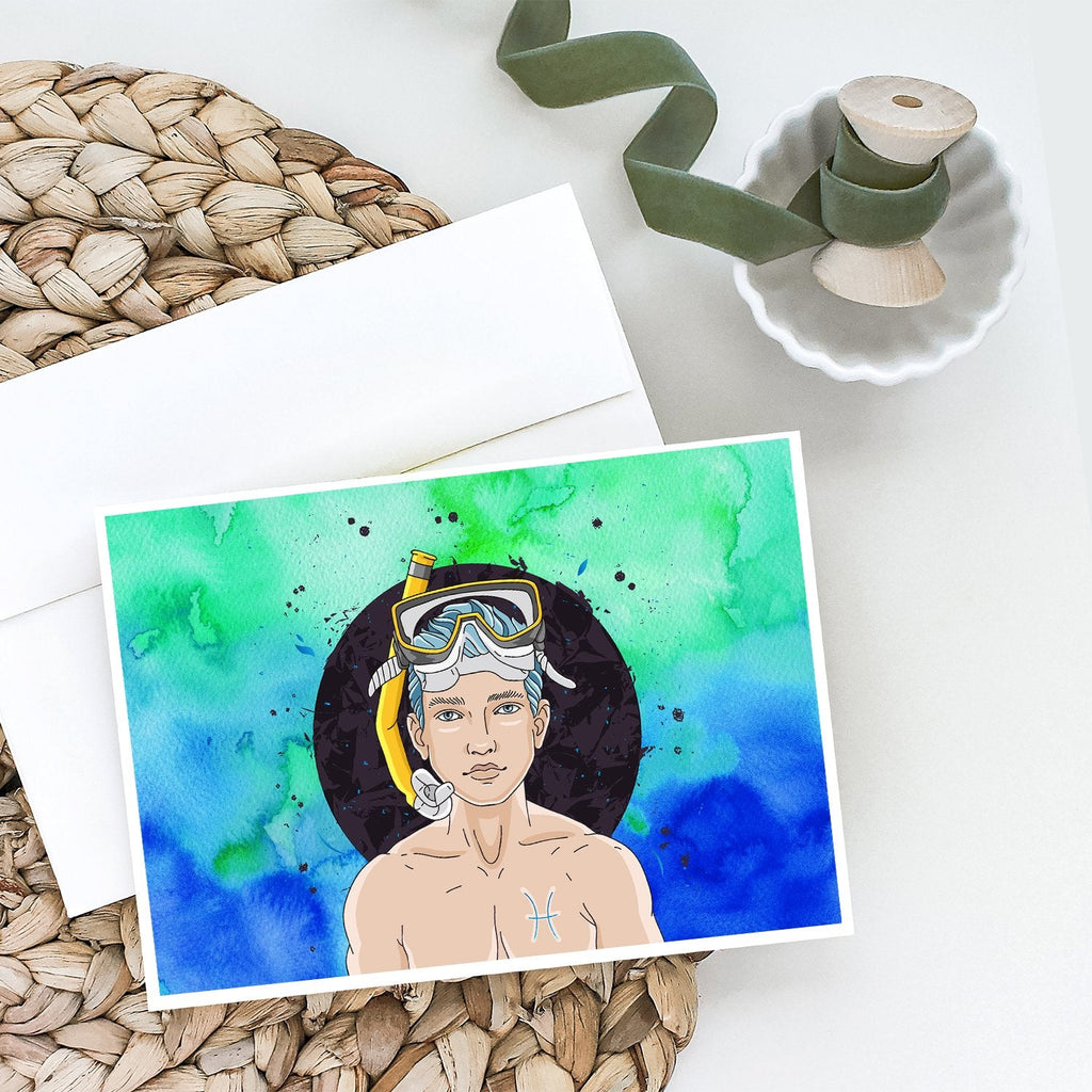 Pisces Zodiac Sign Greeting Cards Pack of 8 Blank Cards with Envelopes Whimsical A7 Size 5x7