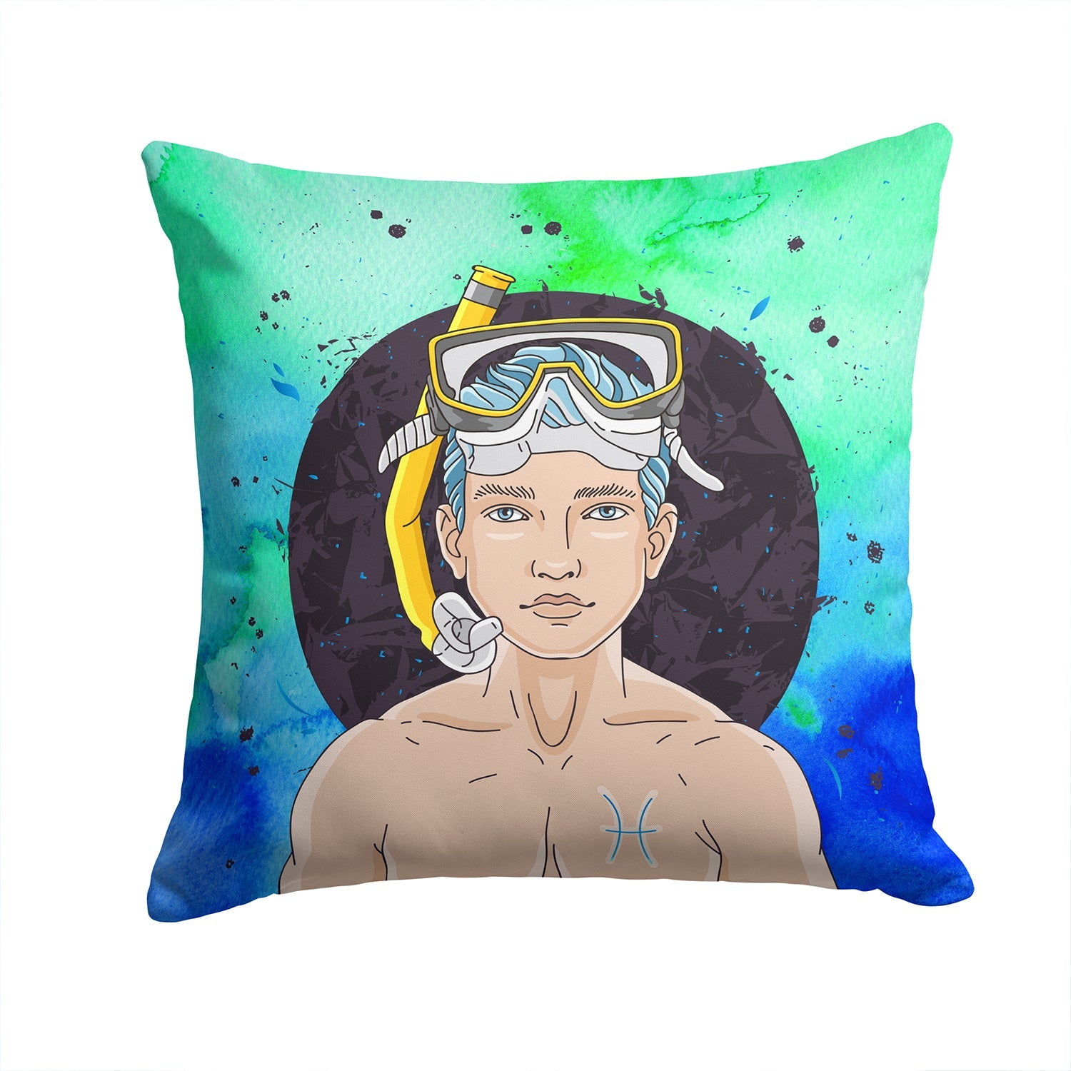Pisces Zodiac Sign Decorative Throw Pillow 14x14 Indoor Outdoor Accent Cushion, Fabric Cover with Insert for Sofa, Bed, Porch & Living Room