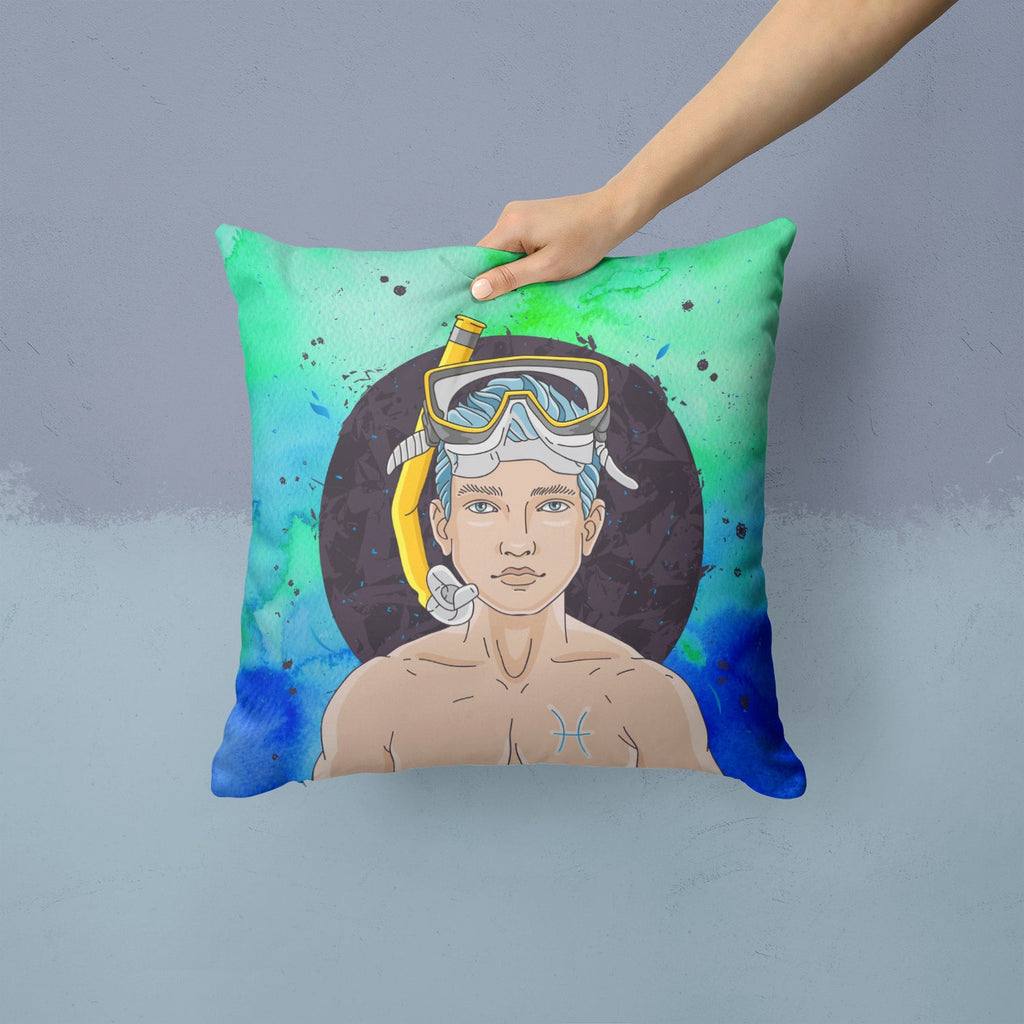 Pisces Zodiac Sign Decorative Throw Pillow 14x14 Indoor Outdoor Accent Cushion, Fabric Cover with Insert for Sofa, Bed, Porch & Living Room