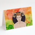 Aries Zodiac Sign Greeting Cards Pack of 8 Blank Cards with Envelopes Whimsical A7 Size 5x7