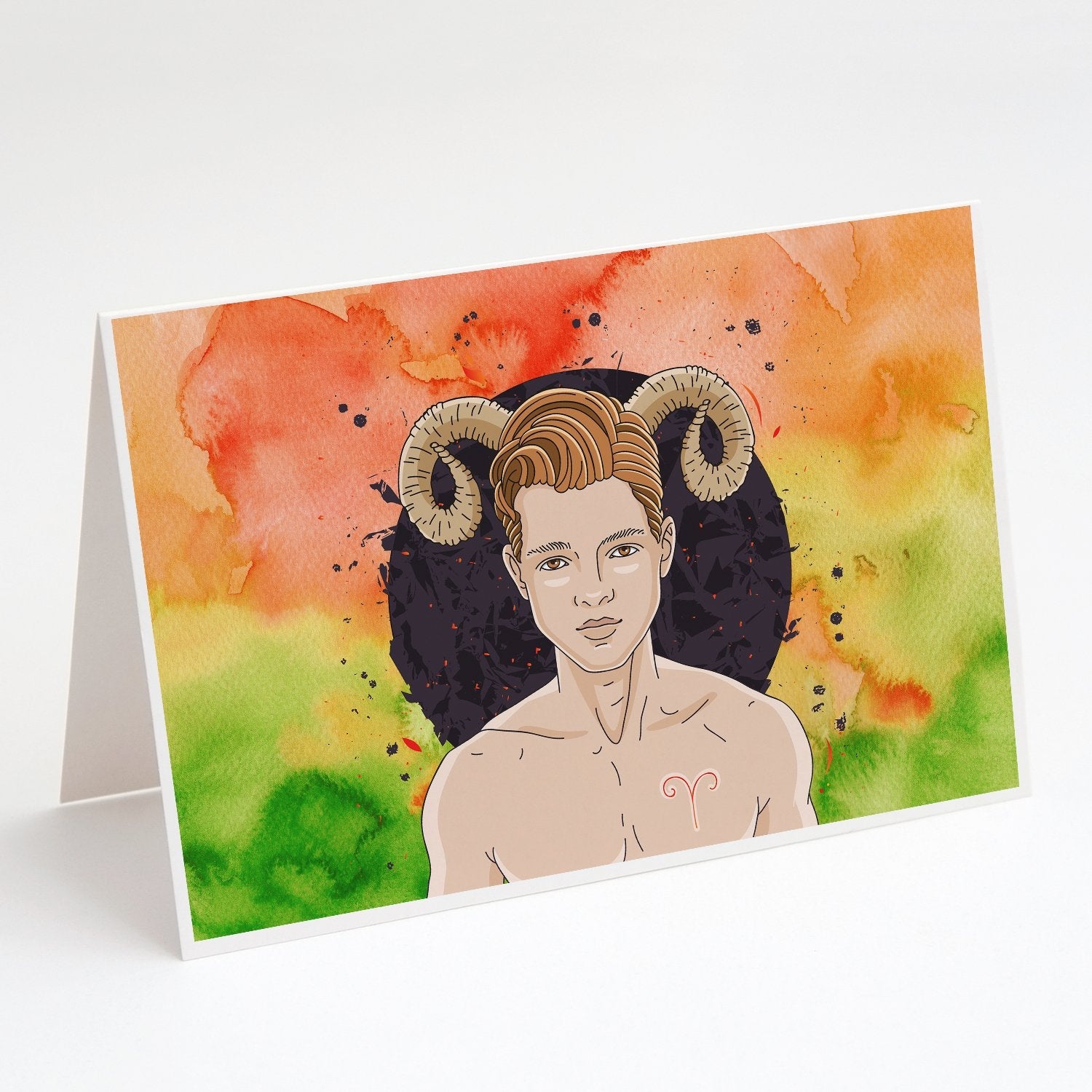 Aries Zodiac Sign Greeting Cards Pack of 8 Blank Cards with Envelopes Whimsical A7 Size 5x7