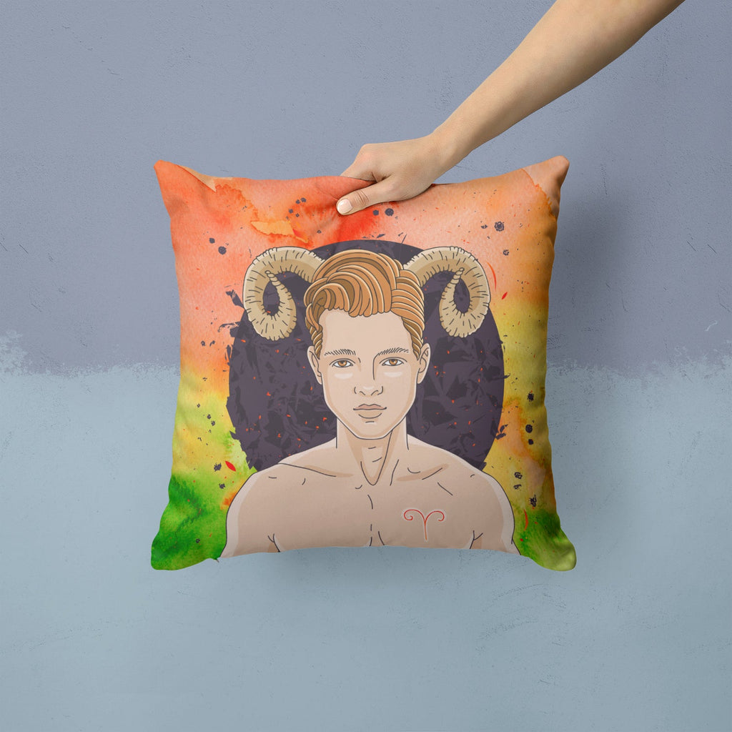 Aries Zodiac Sign Decorative Throw Pillow 14x14 Indoor Outdoor Accent Cushion, Fabric Cover with Insert for Sofa, Bed, Porch & Living Room