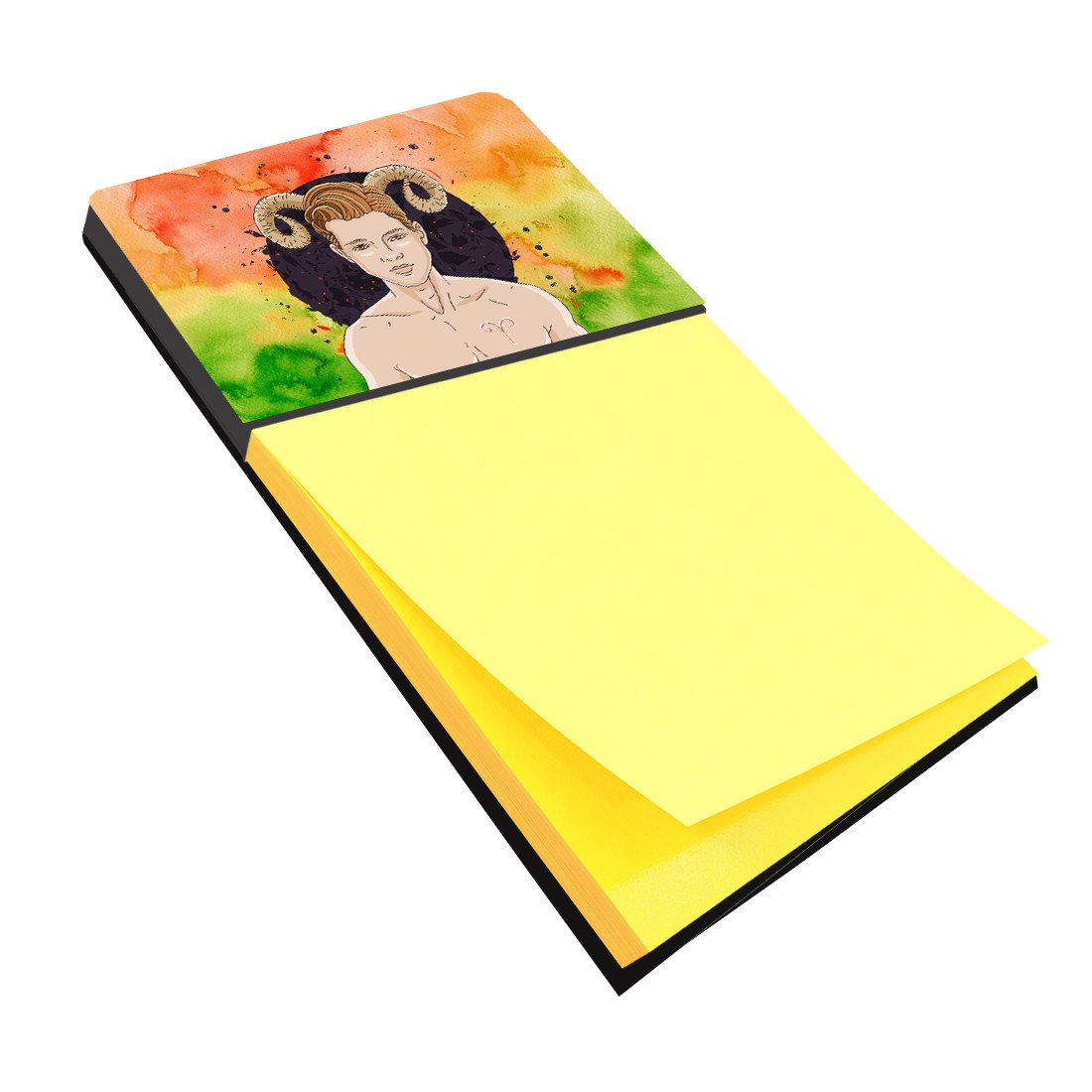 Aries Zodiac Sign Watercolor Sticky Note Holder Refillable Dispenser Desk Accessory 3x3 Pad Gift