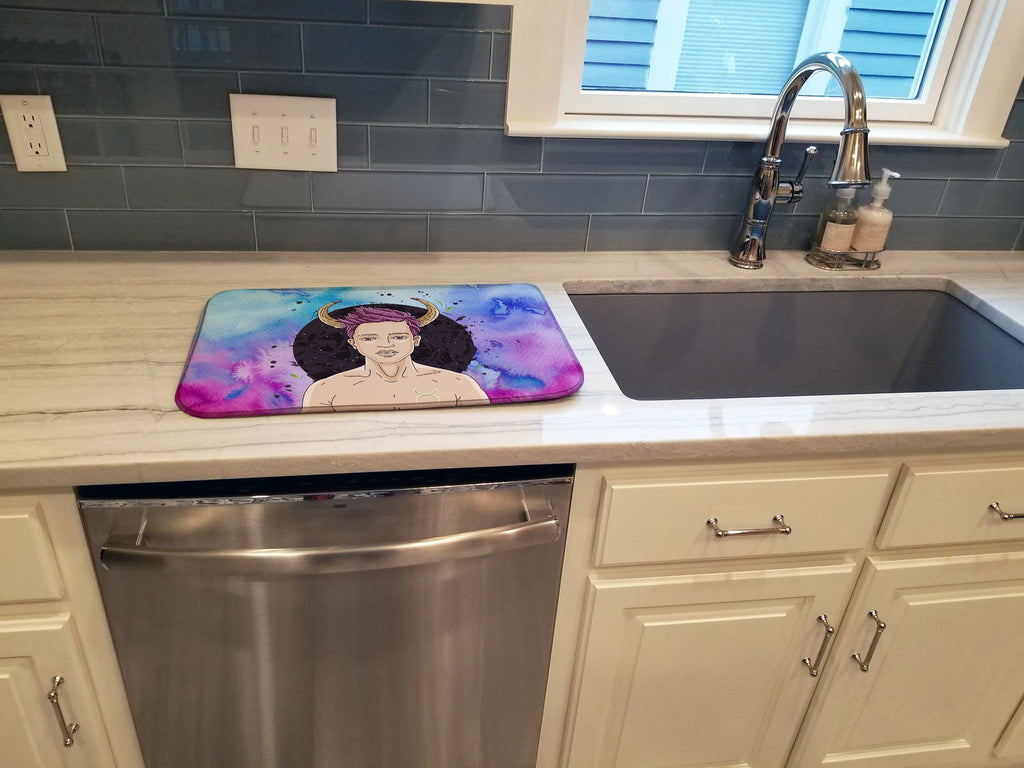Taurus Zodiac Sign Dish Drying Mat Absorbent Dish Drying Mat Pad for Kitchen Counter Dish Drainer Mat for Countertop, 14 x 21", Multicolor