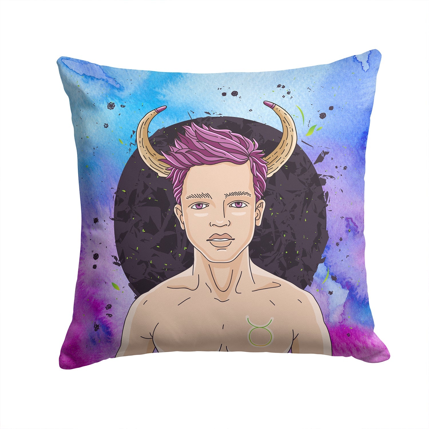Taurus Zodiac Sign Decorative Throw Pillow 14x14 Indoor Outdoor Accent Cushion, Fabric Cover with Insert for Sofa, Bed, Porch & Living Room