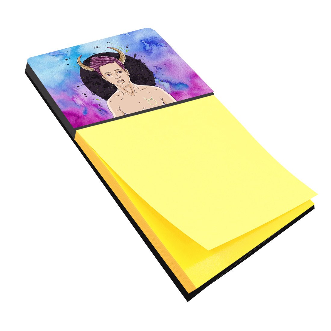 Taurus Zodiac Sign Watercolor Sticky Note Holder Refillable Dispenser Desk Accessory 3x3 Pad Gift