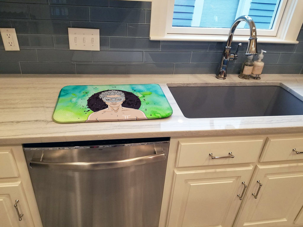 Gemini Zodiac Sign Dish Drying Mat Absorbent Dish Drying Mat Pad for Kitchen Counter Dish Drainer Mat for Countertop, 14 x 21", Multicolor