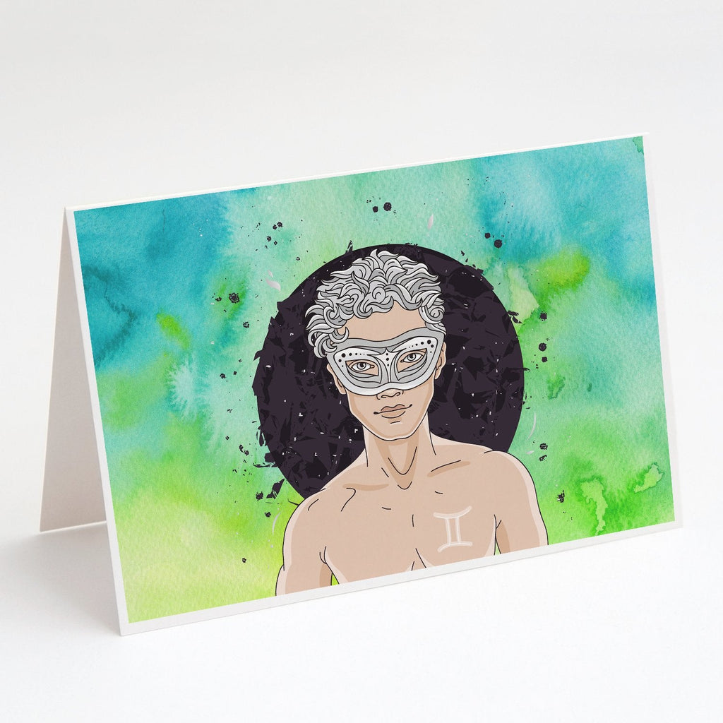 Gemini Zodiac Sign Greeting Cards Pack of 8 Blank Cards with Envelopes Whimsical A7 Size 5x7