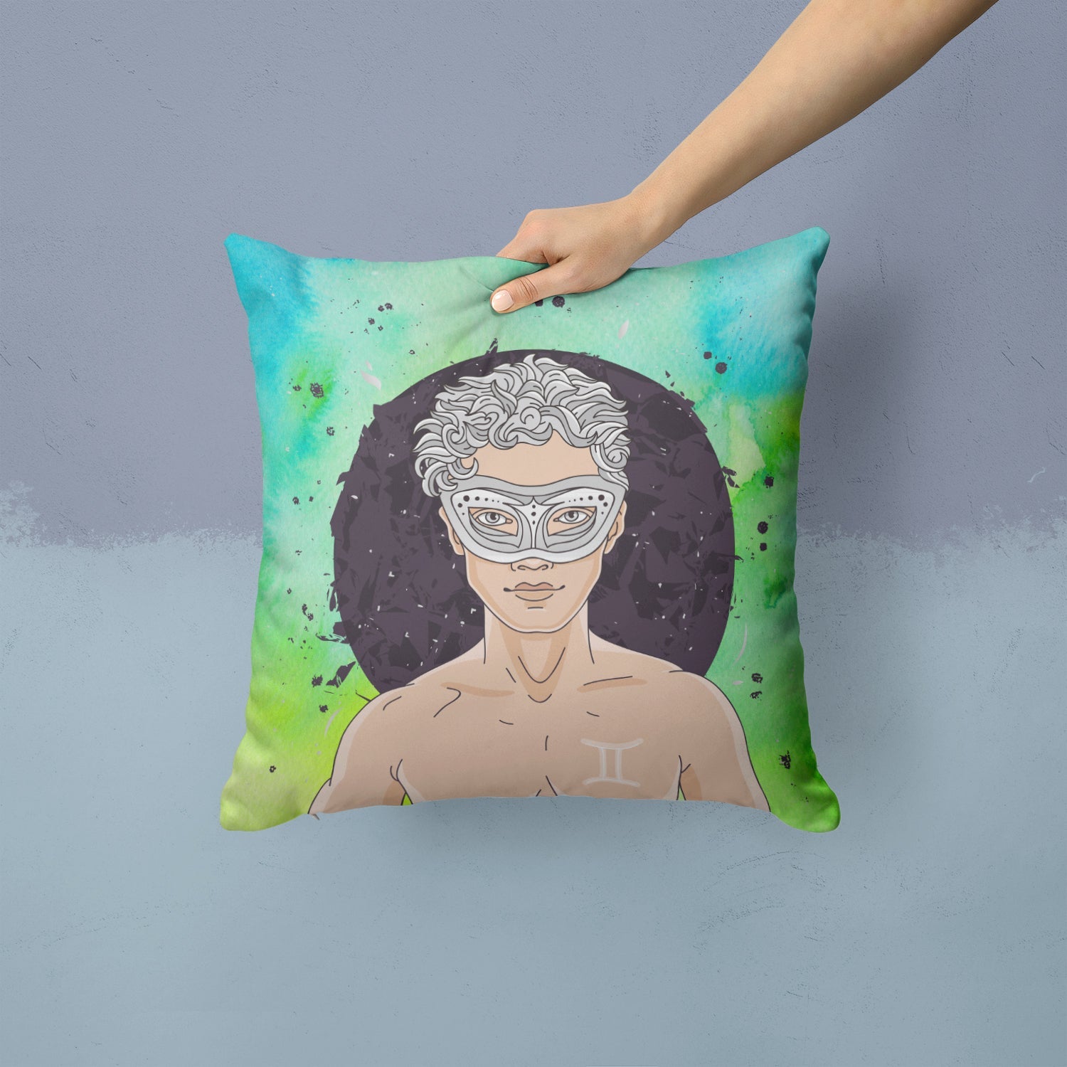 Gemini Zodiac Sign Decorative Throw Pillow 14x14 Indoor Outdoor Accent Cushion, Fabric Cover with Insert for Sofa, Bed, Porch & Living Room