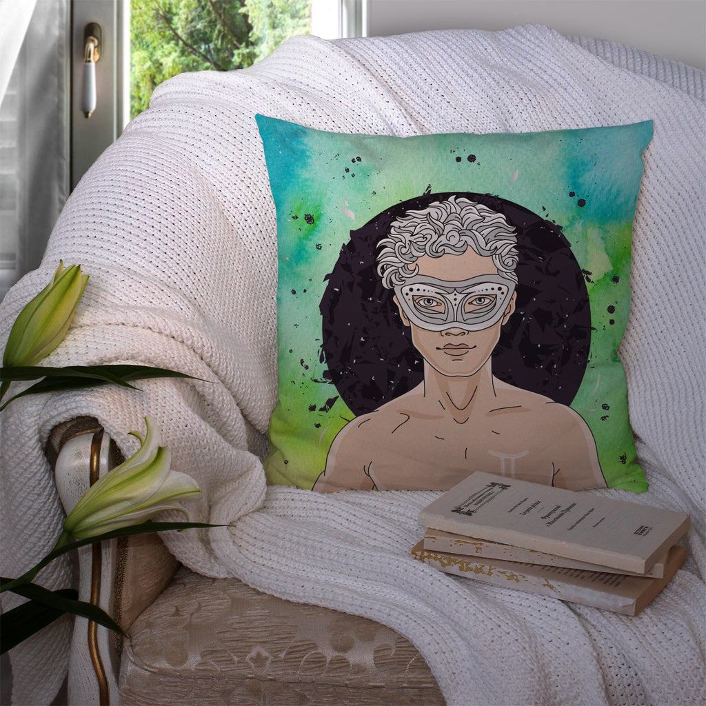 Gemini Zodiac Sign Decorative Throw Pillow 14x14 Indoor Outdoor Accent Cushion, Fabric Cover with Insert for Sofa, Bed, Porch & Living Room