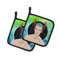 Cancer Zodiac Sign Pot Holder Set of 2 Heat Resistant Quilted Hot Pads 7.5 x 7.5 Inch, Insulated Kitchen Trivets for Cooking & Baking