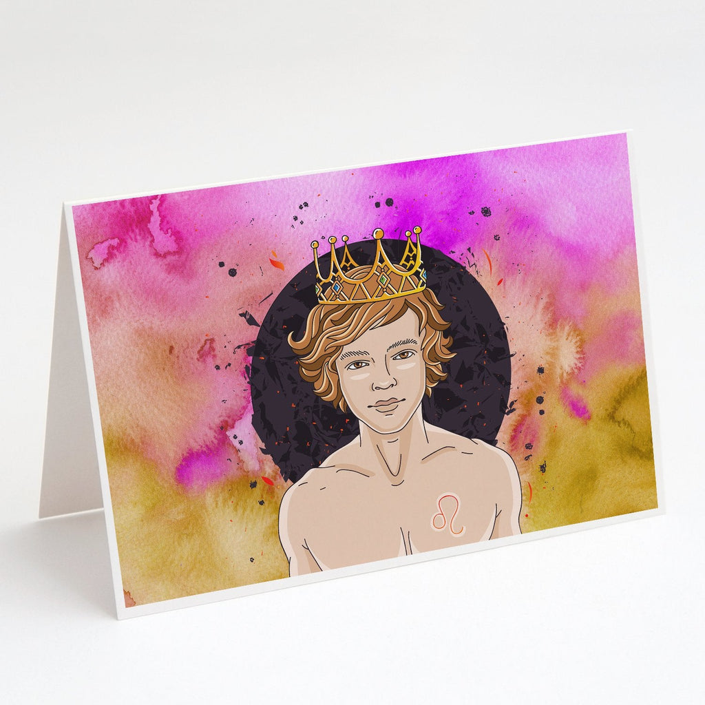 Leo Zodiac Sign Greeting Cards Pack of 8 Blank Cards with Envelopes Whimsical A7 Size 5x7