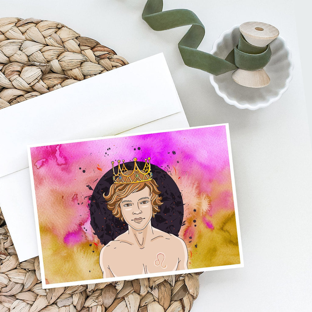 Leo Zodiac Sign Greeting Cards Pack of 8 Blank Cards with Envelopes Whimsical A7 Size 5x7