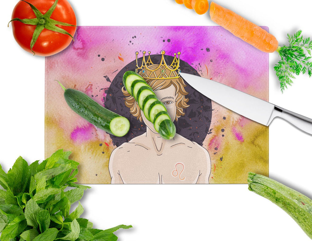 Leo Zodiac Sign Cutting Board Tempered Glass Kitchen Cutting Surface, Heat Resistant Chopping, Non-Slip Feet, Food Prep & Serving
