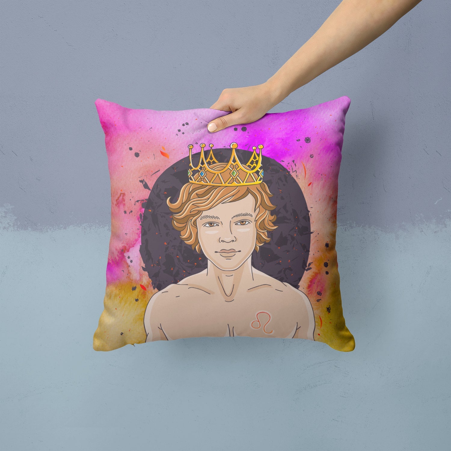 Leo Zodiac Sign Decorative Throw Pillow 14x14 Indoor Outdoor Accent Cushion, Fabric Cover with Insert for Sofa, Bed, Porch & Living Room