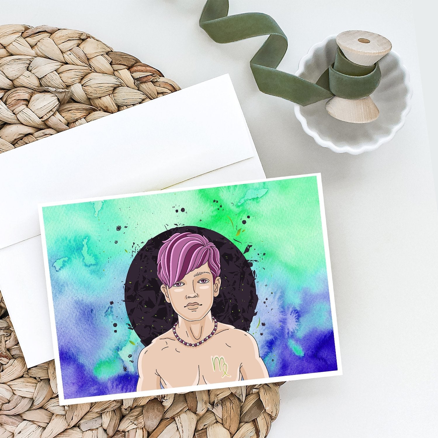 Virgo Zodiac Sign Greeting Cards Pack of 8 Blank Cards with Envelopes Whimsical A7 Size 5x7