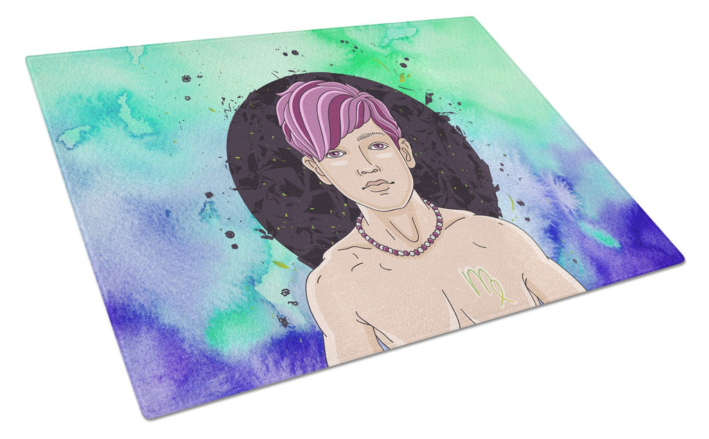 Virgo Zodiac Sign Cutting Board Tempered Glass Kitchen Cutting Surface, Heat Resistant Chopping, Non-Slip Feet, Food Prep & Serving