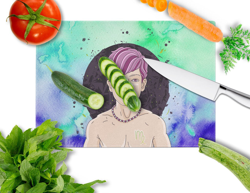 Virgo Zodiac Sign Cutting Board Tempered Glass Kitchen Cutting Surface, Heat Resistant Chopping, Non-Slip Feet, Food Prep & Serving