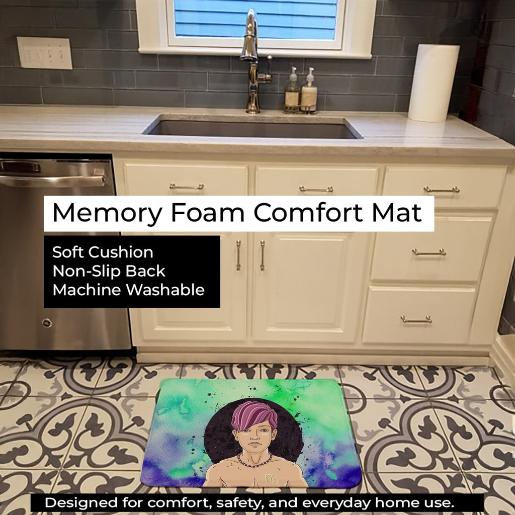 Virgo Zodiac Sign Memory Foam Kitchen Mat Machine Washable Anti-Fatigue Cushion Comfort Bath or Kitchen Rug