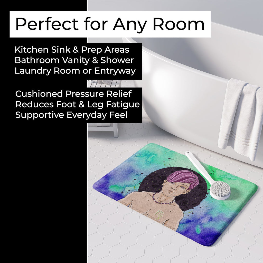 Virgo Zodiac Sign Memory Foam Kitchen Mat Machine Washable Anti-Fatigue Cushion Comfort Bath or Kitchen Rug