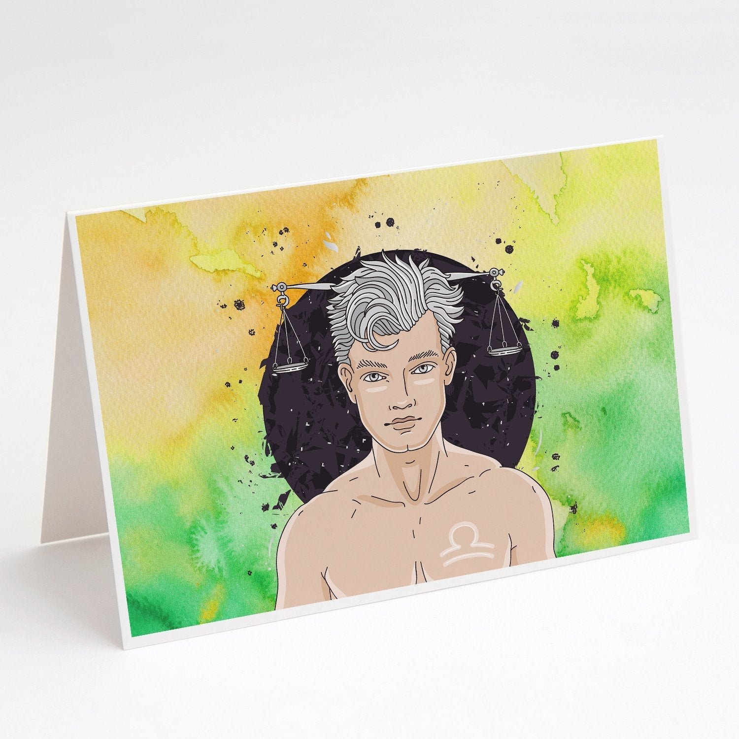 Libra Zodiac Sign Greeting Cards Pack of 8 Blank Cards with Envelopes Whimsical A7 Size 5x7