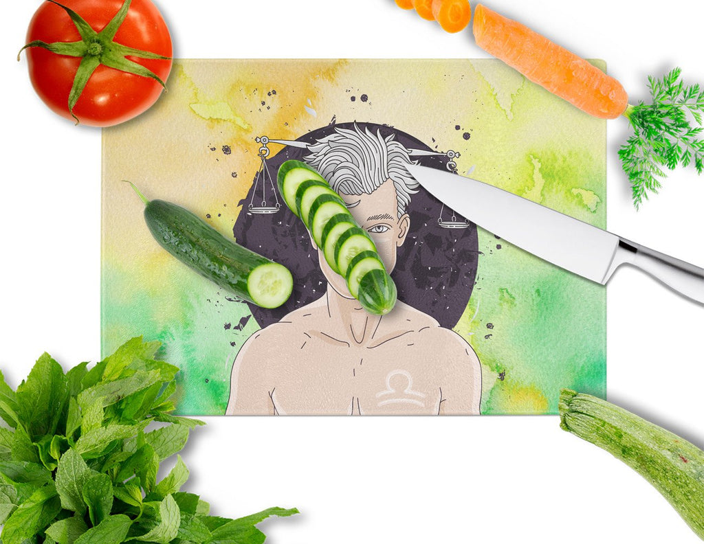 Libra Zodiac Sign Cutting Board Tempered Glass Kitchen Cutting Surface, Heat Resistant Chopping, Non-Slip Feet, Food Prep & Serving