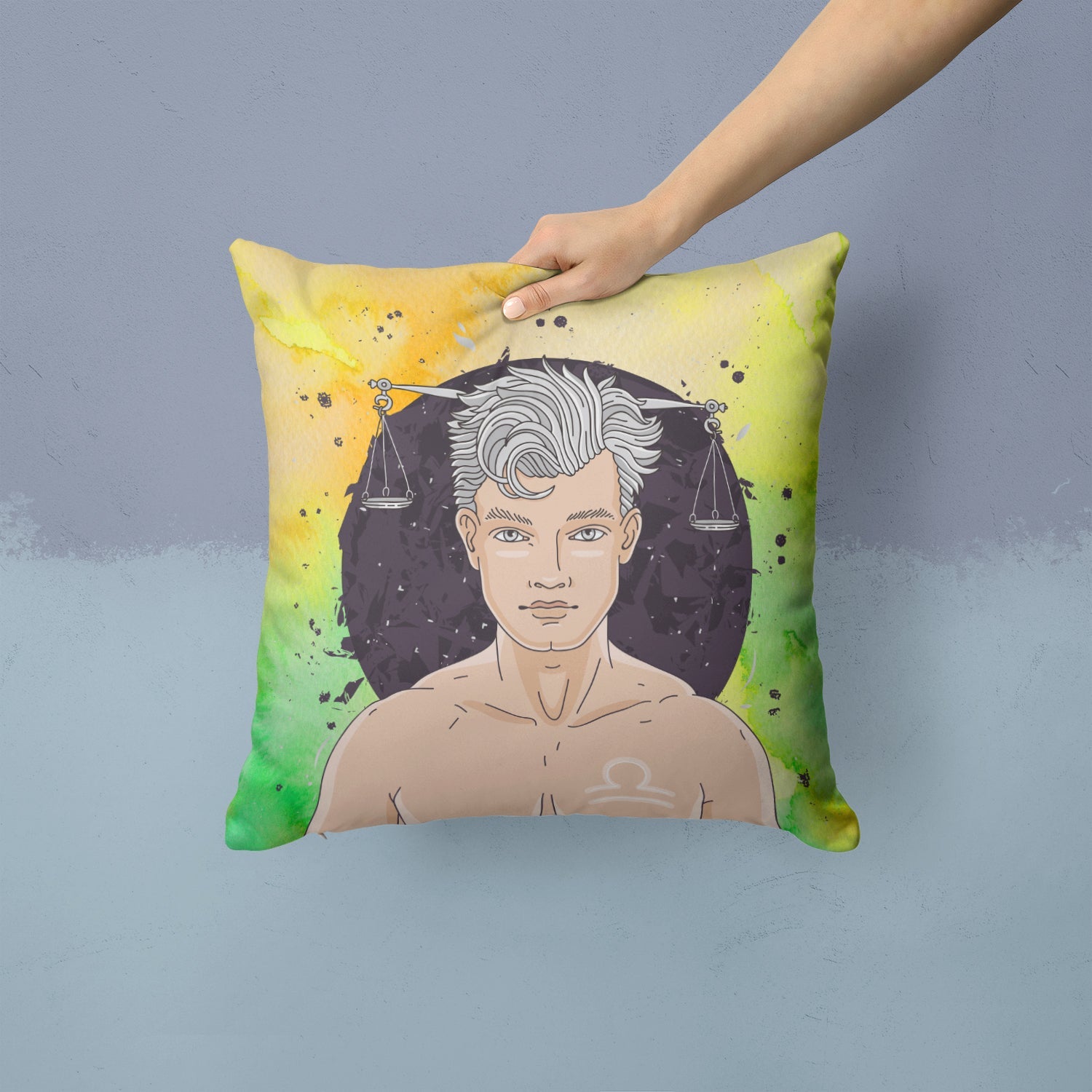 Libra Zodiac Sign Decorative Throw Pillow 14x14 Indoor Outdoor Accent Cushion, Fabric Cover with Insert for Sofa, Bed, Porch & Living Room