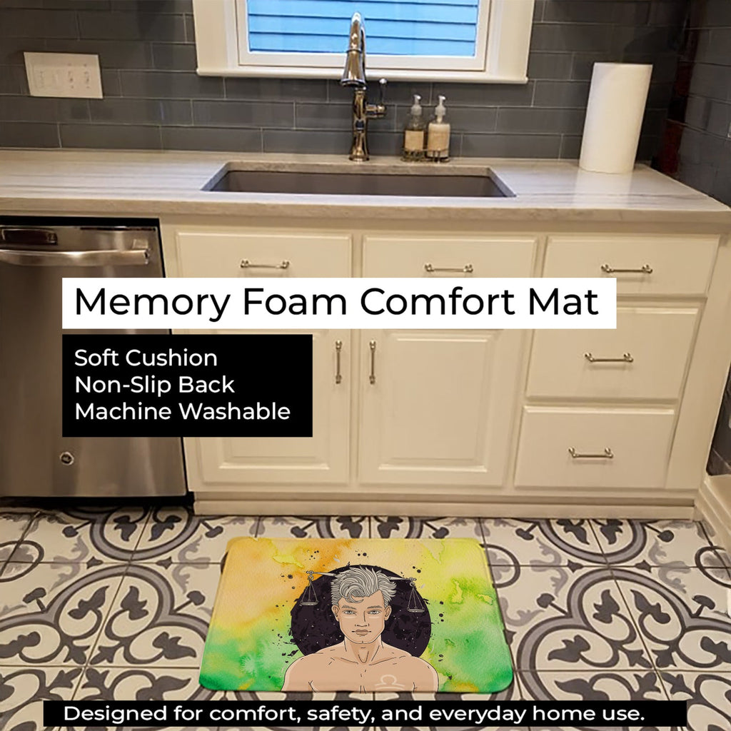 Libra Zodiac Sign Memory Foam Kitchen Mat Machine Washable Anti-Fatigue Cushion Comfort Bath or Kitchen Rug