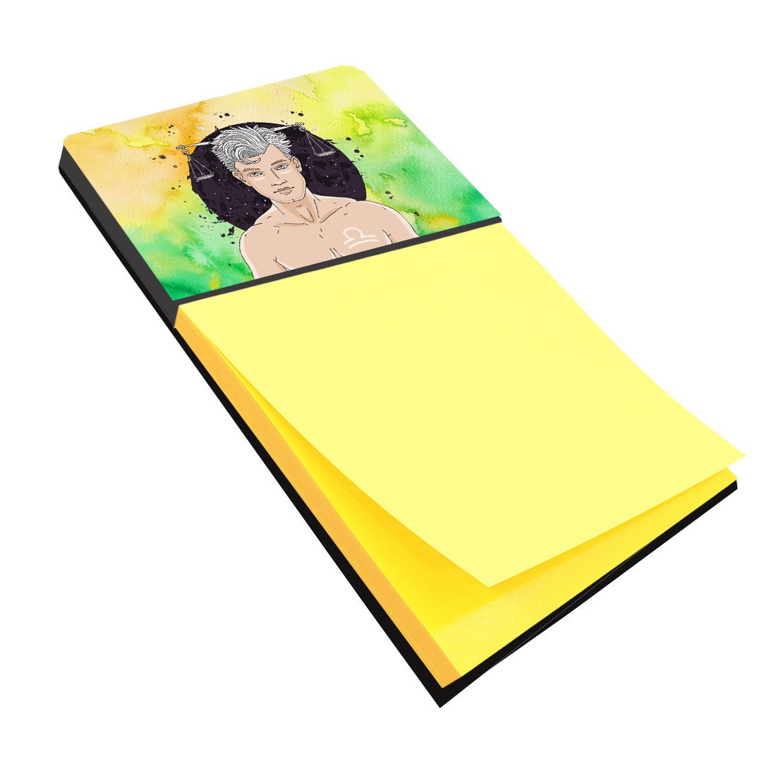 Libra Zodiac Sign Watercolor Sticky Note Holder Refillable Dispenser Desk Accessory 3x3 Pad Gift