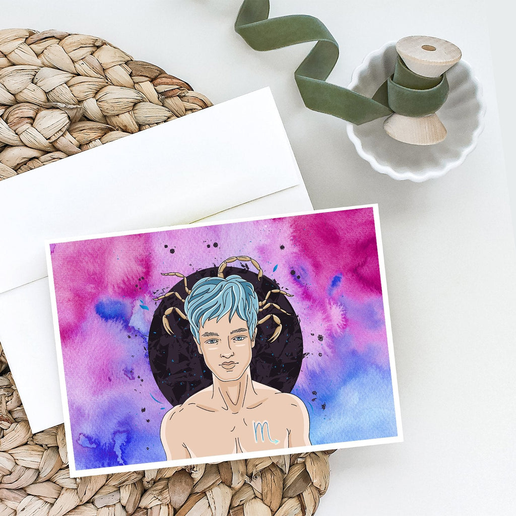 Scorpio Zodiac Sign Greeting Cards Pack of 8 Blank Cards with Envelopes Whimsical A7 Size 5x7