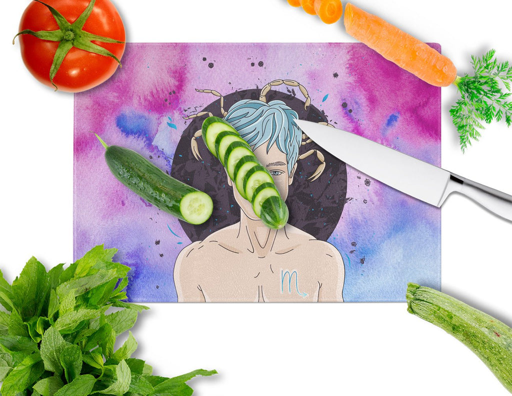 Scorpio Zodiac Sign Cutting Board Tempered Glass Kitchen Cutting Surface, Heat Resistant Chopping, Non-Slip Feet, Food Prep & Serving