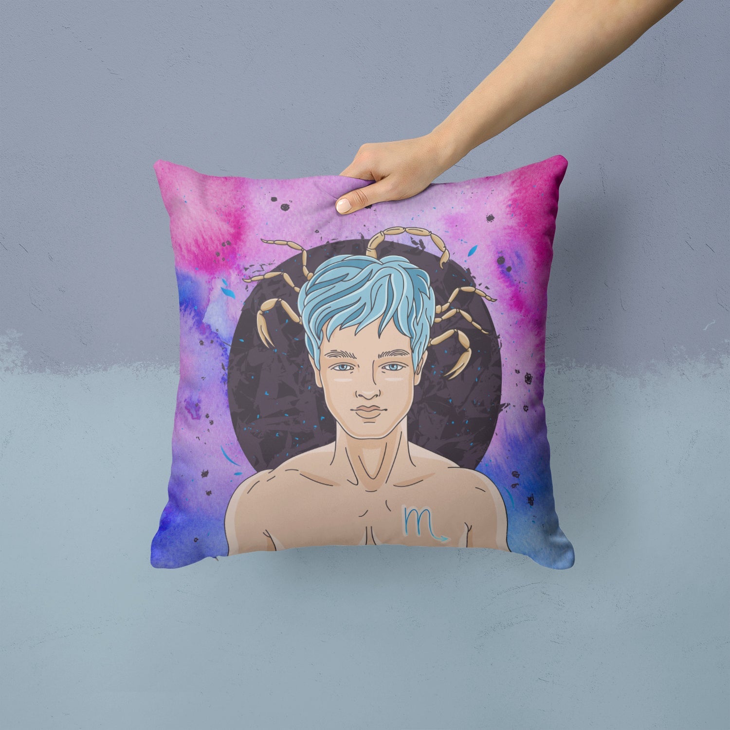 Scorpio Zodiac Sign Decorative Throw Pillow 14x14 Indoor Outdoor Accent Cushion, Fabric Cover with Insert for Sofa, Bed, Porch & Living Room