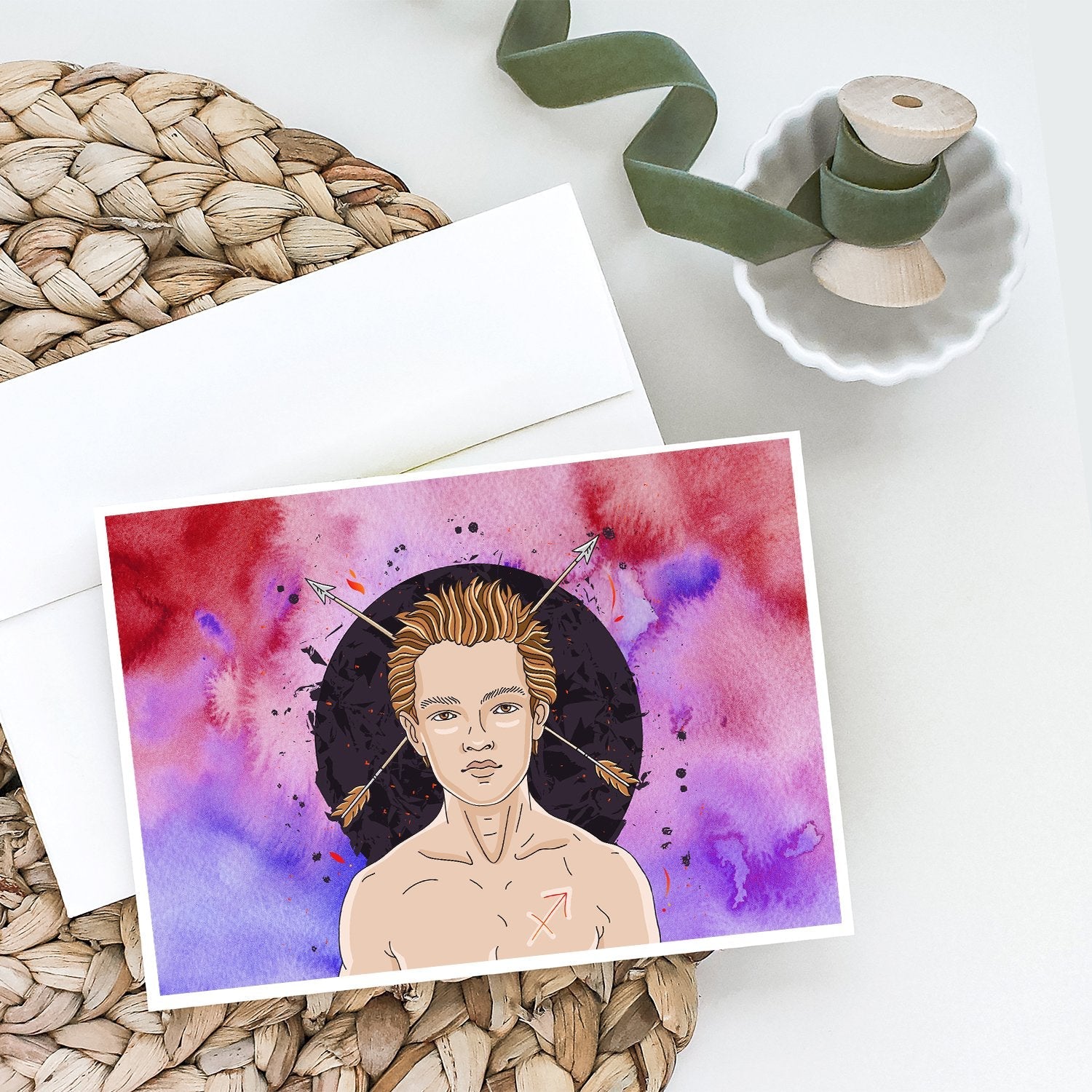 Sagittarius Zodiac Sign Greeting Cards Pack of 8 Blank Cards with Envelopes Whimsical A7 Size 5x7