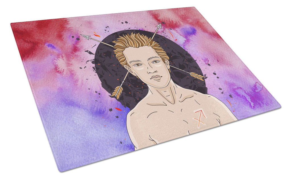 Sagittarius Zodiac Sign Cutting Board Tempered Glass Kitchen Cutting Surface, Heat Resistant Chopping, Non-Slip Feet, Food Prep & Serving