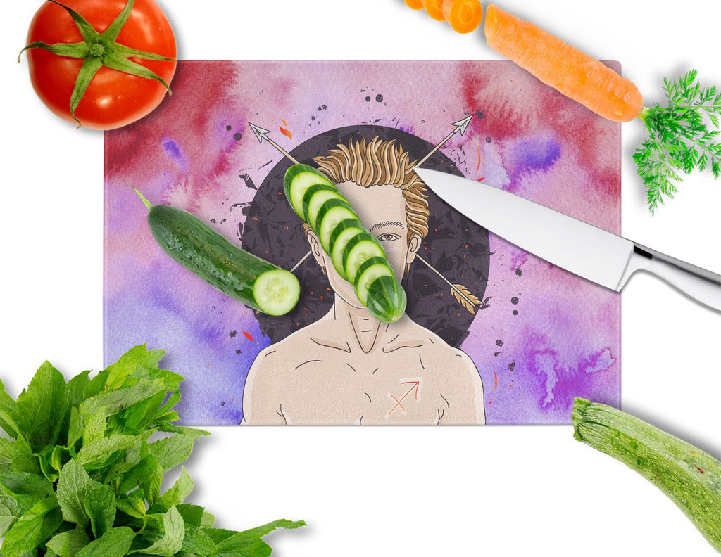 Sagittarius Zodiac Sign Cutting Board Tempered Glass Kitchen Cutting Surface, Heat Resistant Chopping, Non-Slip Feet, Food Prep & Serving